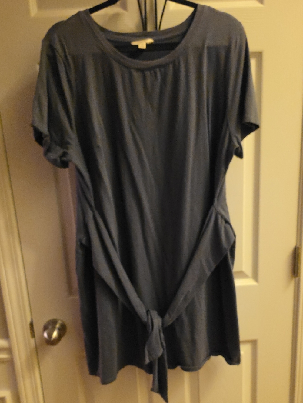 Terra & Sky Slate Blue Tie-Front T-Shirt Dress